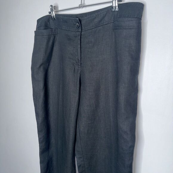 Style & Co Women’s Relaxed Straight Leg Linen Pants Black Size 14 - Picture 2 of 4